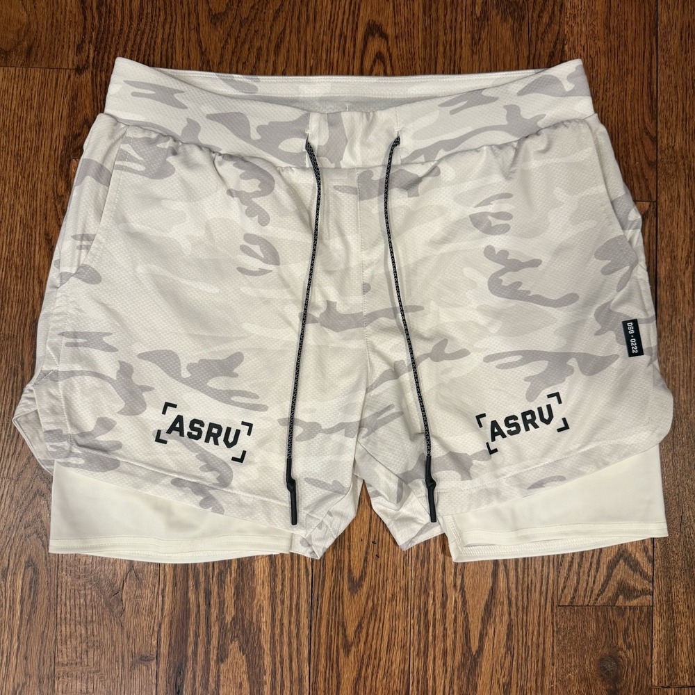 ASRV Tetra Lite 5" Liner Shorts Men's Medium Performance White Grey Camouflage